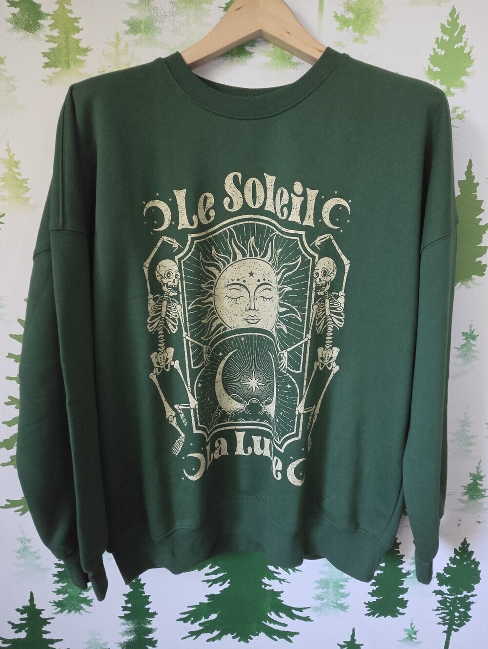 Cut & Paste Forest Green Graphic Crewneck Sweatshirt